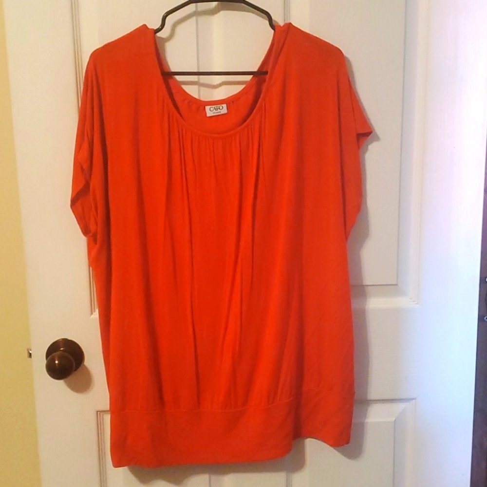 Cato Orange/Red cap sleeve blouse